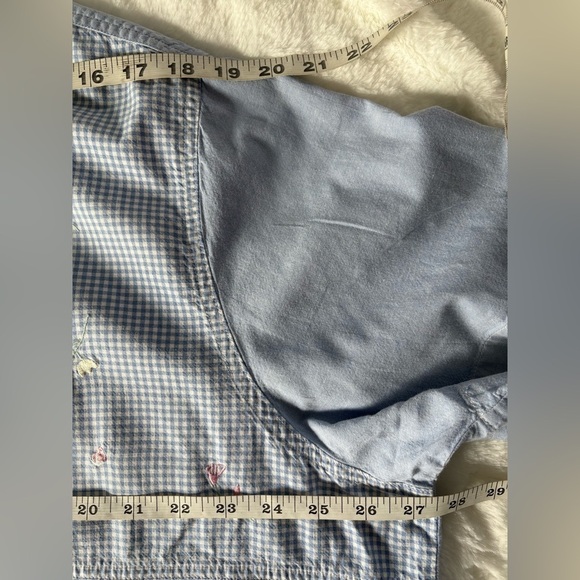 Embroidered Flowers Button Down Short Sleeves Women’s Top, Size: XXL - Picture 7 of 9